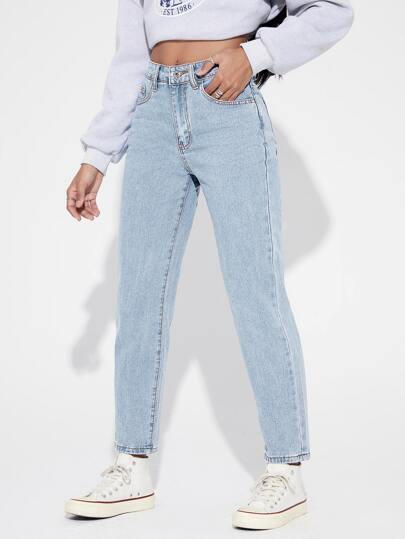 SHEIN EZwear جينز مخروط وخصر عالي