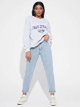SHEIN EZwear جينز مخروط وخصر عالي