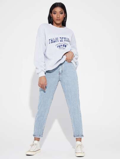 SHEIN EZwear جينز مخروط وخصر عالي