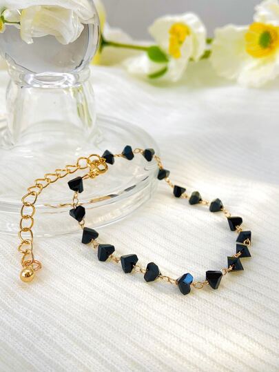 سوار كوري الموضة غير متماثل المزين باللؤلؤ قطعة واحدة