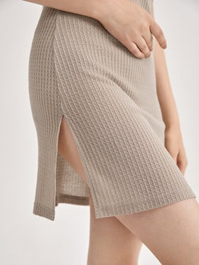 SHEIN فستان استراحة بحافة شق مكشوف الظهر رسن