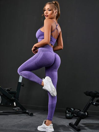 POWERISTA Powerista مجموعة يوغا لا تترك فراغات قطعتان ، بذلة رياضية سبورت بظهر متقاطع قميص وتنورة ضيقة بأنوف لملابس اللياقة البدنية للنساء