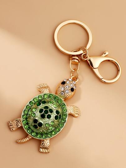 1 قطعة سلسلة مفاتيح على شكل سلحفاة بتصميم معدني مرصع بالراين ستون، قلادة حيوان بحري ثلاثي الأبعاد واقعي، هدية مميزة للأطفال أو الأخ الصغير، إكسسوارات السيارة والحقائب، تصميم حيواني جذاب للمدرسة والأسلوب الجوثي والعصر الجديد