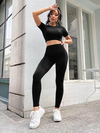 Sport Studio طقم تمارين رياضية للنساء بمجموعة سلس اللباس محكم الشد للإرداف