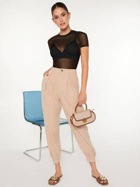 SHEIN BAE لباس علوي نظرة من خلال شبكة بدون حمالة صدر