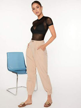 SHEIN BAE لباس علوي نظرة من خلال شبكة بدون حمالة صدر