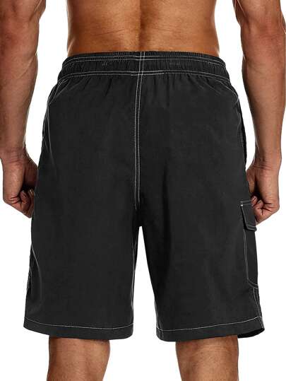 Manfinity Swimmode شورت سباحة ترانك شريط منسوج رباط خصر للرجال