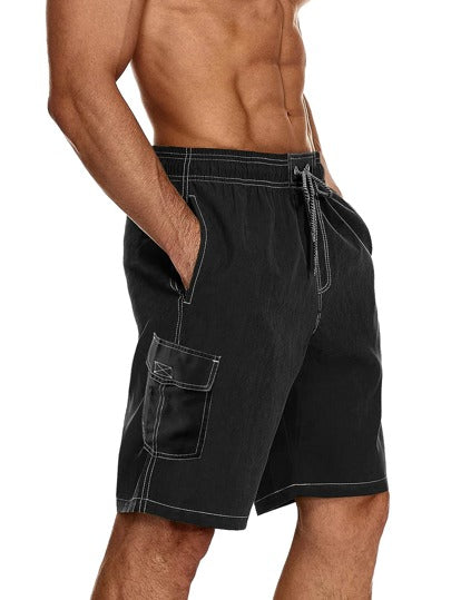 Manfinity Swimmode شورت سباحة ترانك شريط منسوج رباط خصر للرجال