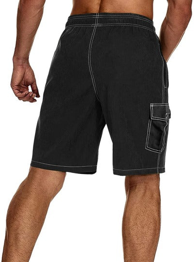 Manfinity Swimmode شورت سباحة ترانك شريط منسوج رباط خصر للرجال