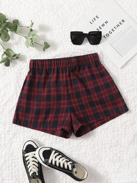 SHEIN EZwear سروال قصير بساق عريض ومربع النقش