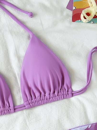 X Sofía Suescun  Swim طقم بكيني شبكي بطبعة رخام للصيف مكون من 3 قطع: حمالة ثلاثية معلقة في الرقبة، وكيني أسفل مربوط في الجانبين، وتنورة