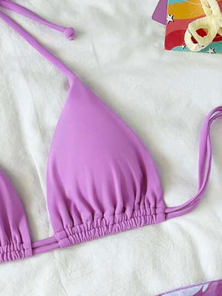 X Sofía Suescun  Swim طقم بكيني شبكي بطبعة رخام للصيف مكون من 3 قطع: حمالة ثلاثية معلقة في الرقبة، وكيني أسفل مربوط في الجانبين، وتنورة