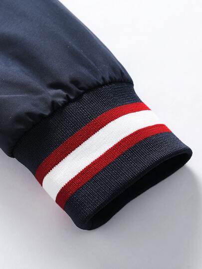 Manfinity Homme جاكيت رجالية فضفاضة مع تريم مخطط (بدون تي شيرت)، جاكيت خفيفة، سادة، زوج، كم طويل، عمل، سترات رجالية كاجوال، خريف
