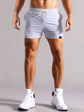 Manfinity Homme شورت رجالي بخصر مربوط بسحاب وتفاصيل رقعة