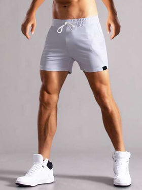 Manfinity Homme شورت رجالي بخصر مربوط بسحاب وتفاصيل رقعة