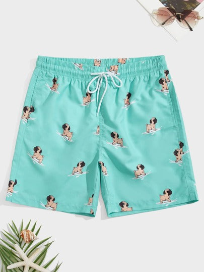 Surfspeed شورت شاطئ للرجال بخصر رباط مطبوع