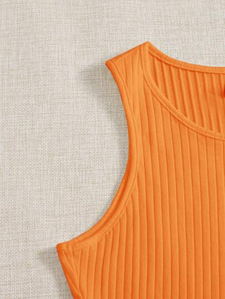 EZwear لباس علوي تانك موحدة اللون محبوك مضلع