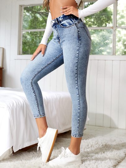 EMERY ROSE بنطلون جينز نحيل جيب مائل