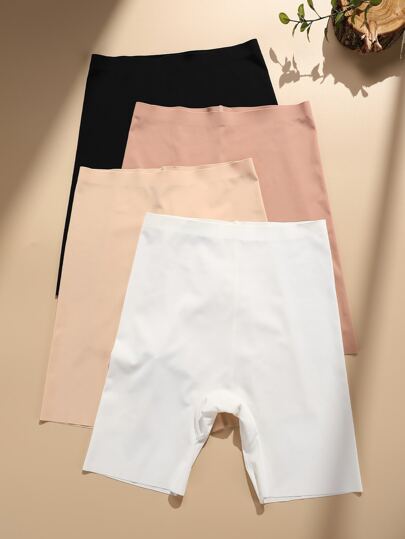 SHEIN شورت داخلي سادة غير ظاهر - 4 قطع