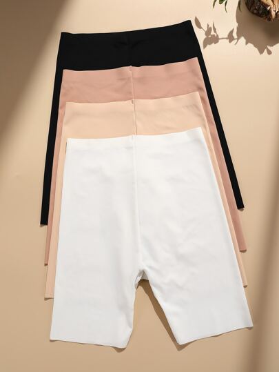 SHEIN شورت داخلي سادة غير ظاهر - 4 قطع