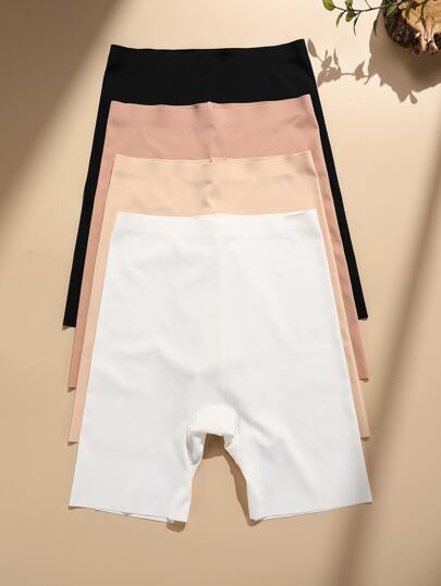 SHEIN شورت داخلي سادة غير ظاهر - 4 قطع