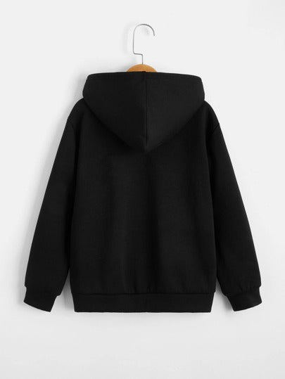 SHEIN جاكيت صبي مبطن بالدب الفتات مع سحاب وغطاء رأس