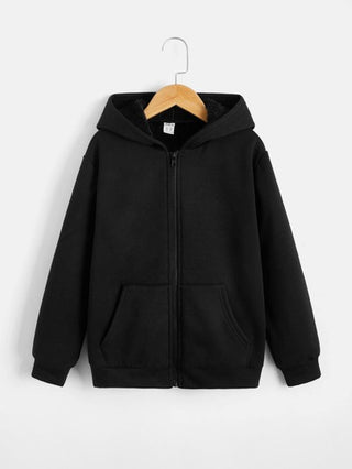 SHEIN جاكيت صبي مبطن بالدب الفتات مع سحاب وغطاء رأس