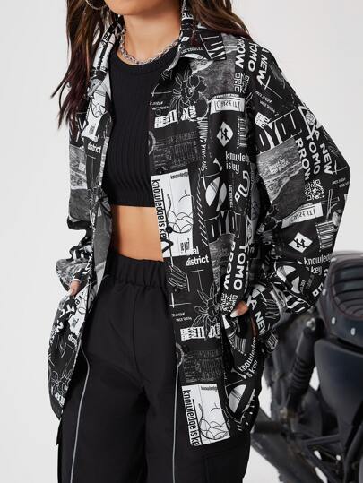 EZwear قميص كتف منخفض بطبعة فن البوب ، ملابس رمضان