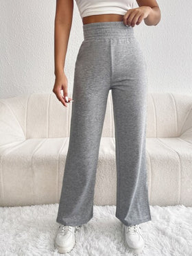 SHEIN PETITE بنطلون نسائي واسع بأرجل مفتوحة مع فتحات جانبية، خريف وربيع