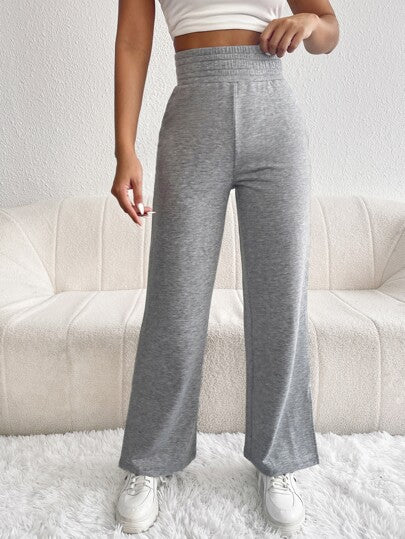 SHEIN PETITE بنطلون نسائي واسع بأرجل مفتوحة مع فتحات جانبية، خريف وربيع