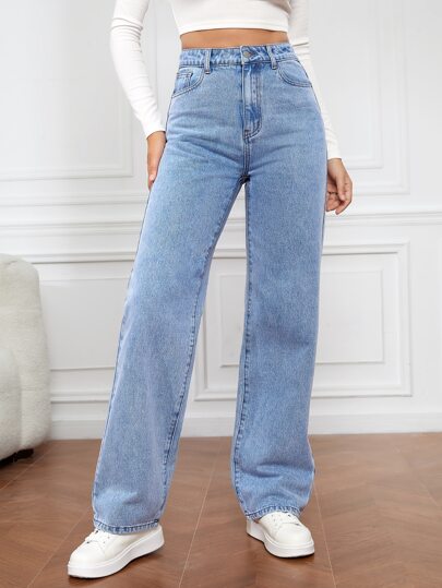 SHEIN Tall جينز بساق مستقيم خصر عالي