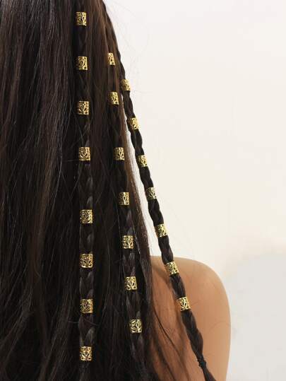 60 خرزة ذهبية للشعر المتشابك، إكسسوارات شعر للنساء لأسلوب البانك والهيب هوب والمهرجانات، مشابك شعر مضفر، ديكورات للشعر المتشابك، إكسسوارات شعر لأزياء هالوين، إكسسوارات للرأس