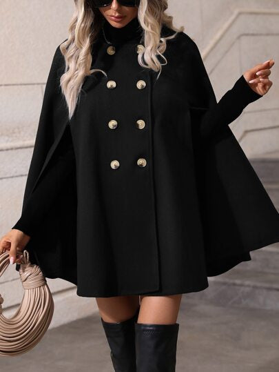 SHEIN Clasi معطف رداء صف ازرار مزدوجة اكمام عباءة