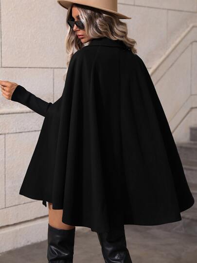 SHEIN Clasi معطف رداء صف ازرار مزدوجة اكمام عباءة