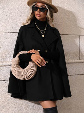 SHEIN Clasi معطف رداء صف ازرار مزدوجة اكمام عباءة