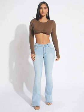 SHEIN SXY بنطلون جينز واسع من الاسفل سستة طائر