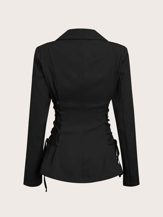 EZwear بليزر نسائي أحادي اللون يومي الارتداء، بخيوط دانتيل جانبية