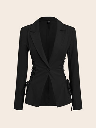 EZwear بليزر نسائي أحادي اللون يومي الارتداء، بخيوط دانتيل جانبية