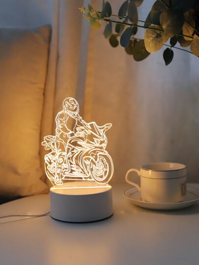 قطعة واحدة مصباح ديكوري للدراجة النارية 6 LED إضاءة دافئة، مصباح دراجة نارية مضيئة ديكوري لطاولة السرير والمكتب بغرفة النوم