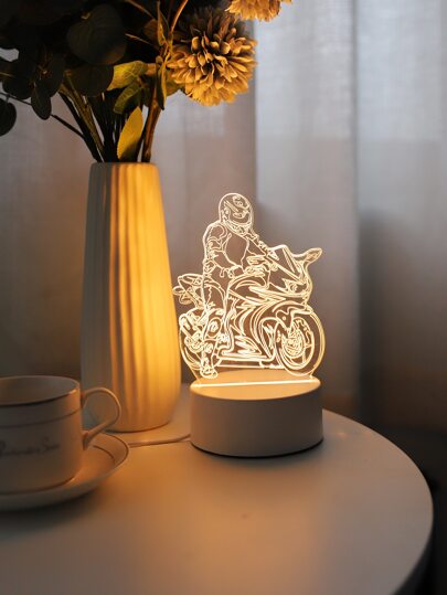 قطعة واحدة مصباح ديكوري للدراجة النارية 6 LED إضاءة دافئة، مصباح دراجة نارية مضيئة ديكوري لطاولة السرير والمكتب بغرفة النوم