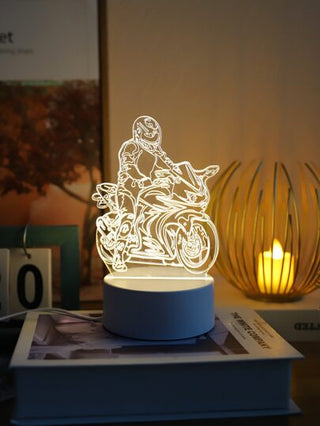 قطعة واحدة مصباح ديكوري للدراجة النارية 6 LED إضاءة دافئة، مصباح دراجة نارية مضيئة ديكوري لطاولة السرير والمكتب بغرفة النوم