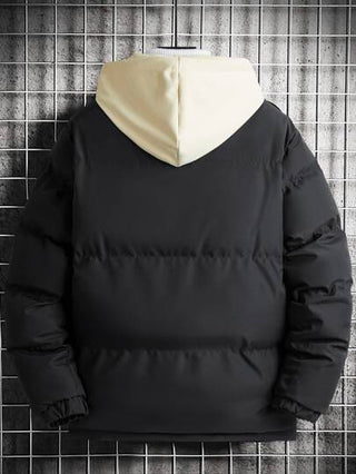 Manfinity Homme معطف ذو تسريب واسع مع كابوت مبطن (بدون كنزة صوفية داخلية داخلية) , معطف للخروج دافئ عشوائي بتصميم لوني، هدايا لأصدقاء وأزواج وخطباء