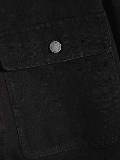 Manfinity Unisex جاكيت جينز مع غطاء رأس وجيب قابل للسحب من القطن للرجال، بدون تي شيرت، أشياء للأزواج