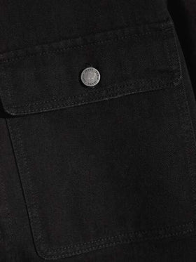 Manfinity Unisex جاكيت جينز مع غطاء رأس وجيب قابل للسحب من القطن للرجال، بدون تي شيرت، أشياء للأزواج
