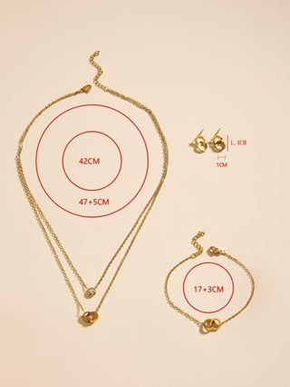 4 قطع للنساء, طقم مكون من قلادة وسوار وأقراط، مطلي بالذهب عيار 18 قيراط من الفولاذ المقاوم للصدأ، إكسسوارات مضاعفة الطبقات، مناسب لعيد الميلاد وعيد الأم وعيد الحب وليالي المواعدة والرقص والزفاف والأسلوب البوهيمي وأجواء الشاطئ، هدية