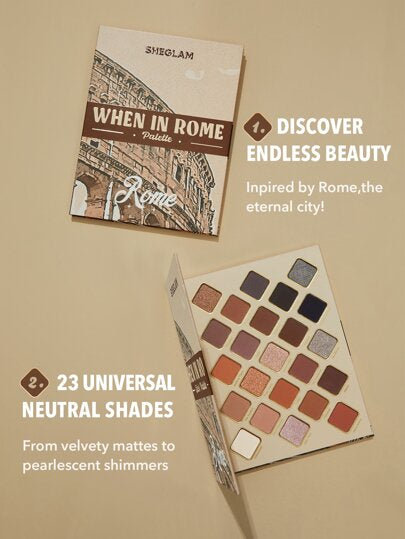 SHEGLAM لوحة When In Rome 23-Clolor Shimmer Glitter Matte Eyeshadow Palette Rose Neutral Tone Pearlescent Shimmer Long-Lasting High Pigment Smooth Blending Eyeshadow تخفيضات ظلال العيون البنية عيد الأب التخرج عيد الميلاد العطلة الربيع الصيف Y2K فاخر...