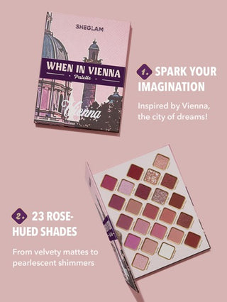 SHEGLAM لوحة When In Vienna Palette 23-Clolor Shimmer Glitter Matte Eyeshadow Palette أسود بني لون محايد لامع لؤلؤي طويل الأمد صبغة عالية ظلال عيون ناعمة قابلة للمزج تخفيضات ظلال عيون وردية أرجوانية عيد الأب التخرج عيد الميلاد العطلة الربيع الصيف...