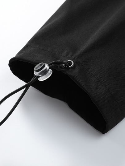 Manfinity Homme معطف رياضي خارجي مزود بغطاء رأس وسحاب، أكمام طويلة، جاكيت مع سحاب، للتمرين، للأصدقاء، للخريف، مزين برسومات حرفية