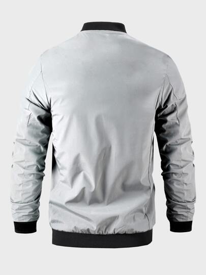 Manfinity Homme جاكيت بومبر كاجوال خفيفة الوزن بأكمام طويلة وطبعات حرفية مطرزة للرجال، هدية للأصدقاء والأزواج والأحباء، جاكيت رجالية، جاكيت بومبر رجالية، ملابس خارجية رجالية، للخريف