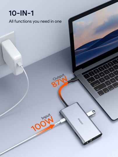 JMMO محور USB-C ،محول 10 في 1 USB C مع منفذان USB 2.0 ، 2 منفذ USB 3.0 ، منفذ HDMI متوافق ،منفذ إيثرنت ، قارئ بطاقة ميكرو SD/SD ومنفذ USB-C للأجهزة من نوع C ، هدايا عيد الميلاد ، أساسيات لا غنى عنها للإجازات والخروج التخييم في الخريف والشتاء،أساسيات العطل